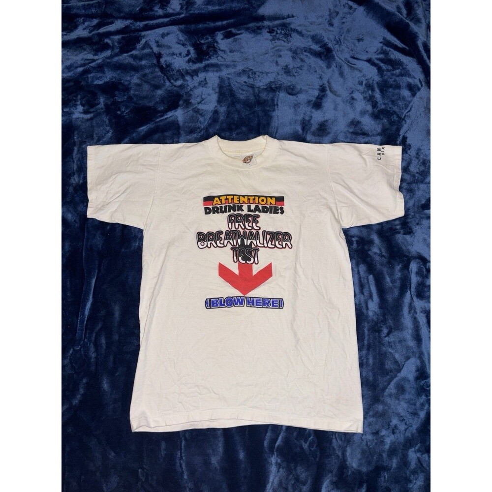 Vintage funny Breathalyzer tee shirt  funny quote- slight yellowing - size Large
